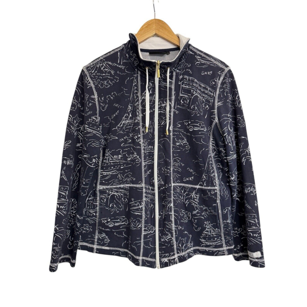 Orly Blue Parisian Print Women's Jacket Large